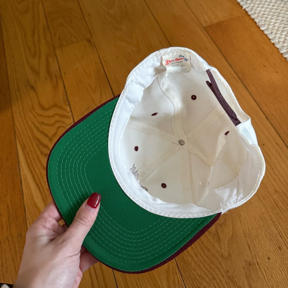 Vintage Dead stock Eagle Test White and Maroon Baseball Cap - Three Brothers - Picture 2 of 7